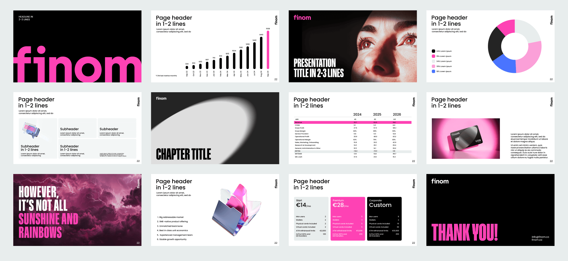 Finom rebranding illustrations and UI language